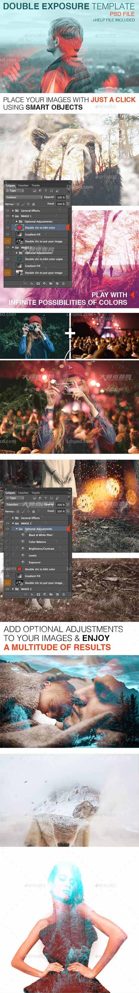 Douple Exposure Template,不错的双重曝光模板